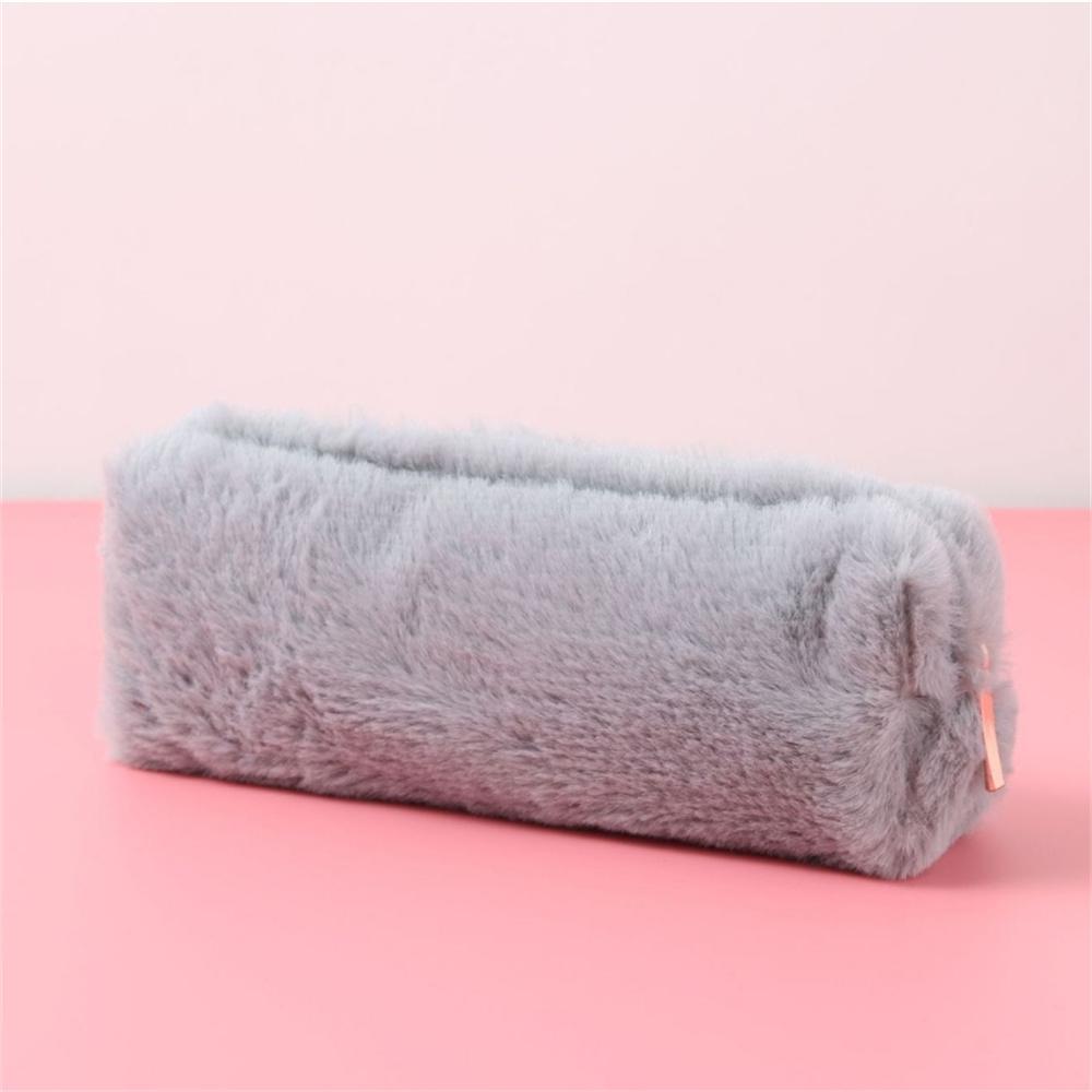 Plush Pencil Case For Girls Kawaii Gradient Color Stationery Storage Bag Zipper Pencil Bag School Office Pouch Purse Storage