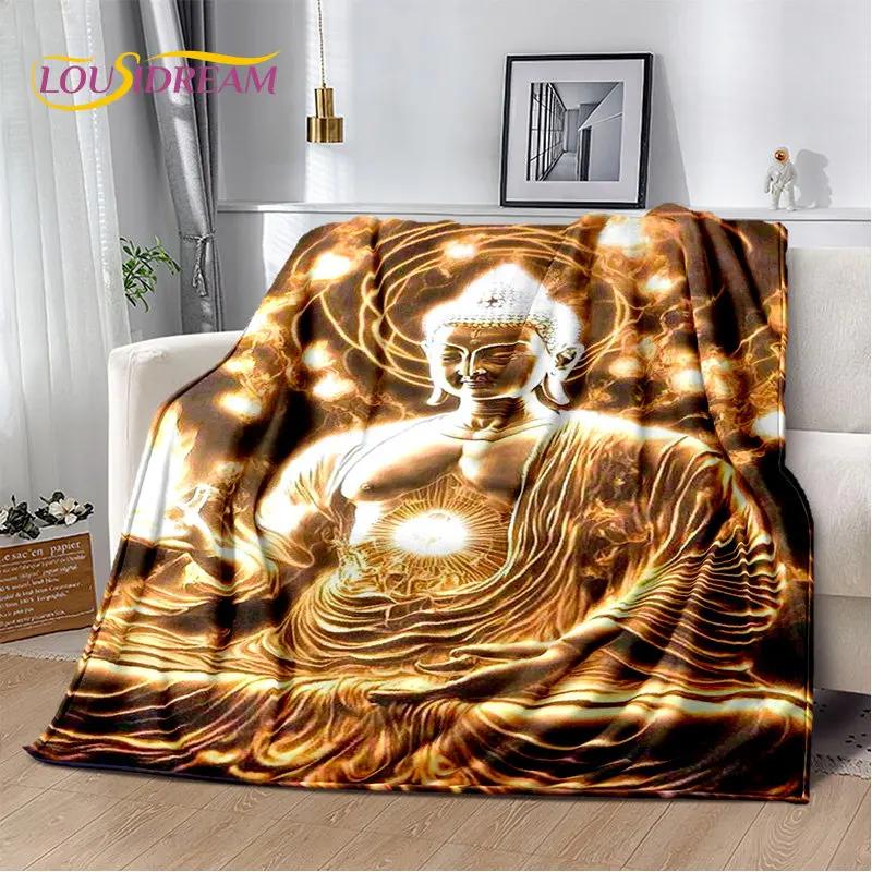 Manta de felpa suave de Buda Sakyamuni budismo fe religión, manta de franela para sala de estar, dormitorio, cama, sofá, oración