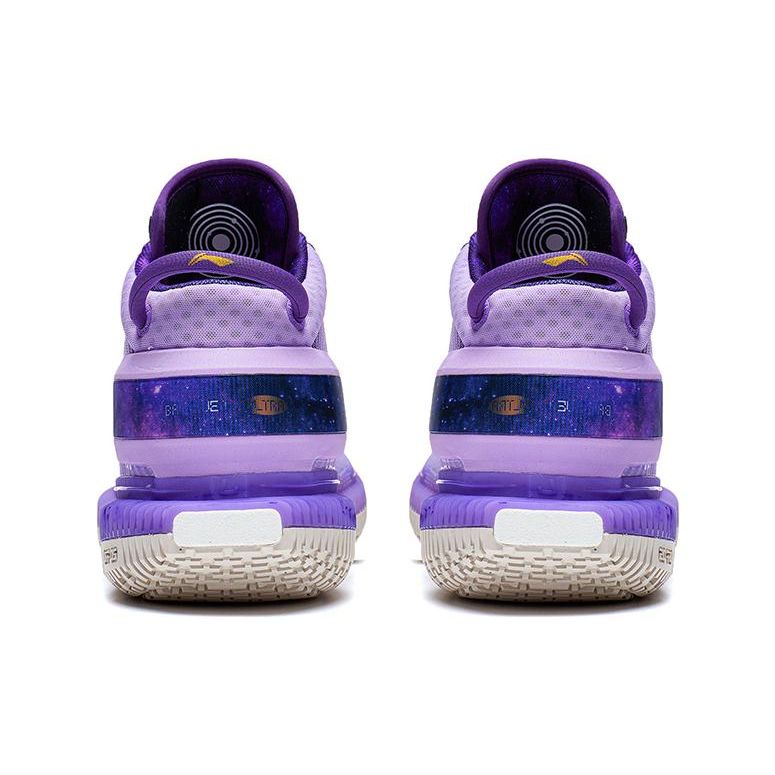 Li Ning Fan Wu 3 Ultra Fabric TPU Shock Absorption Wear Resistant Mid Top Basketball Shoes Men Basketball Shoes Purple ABFS011-10
