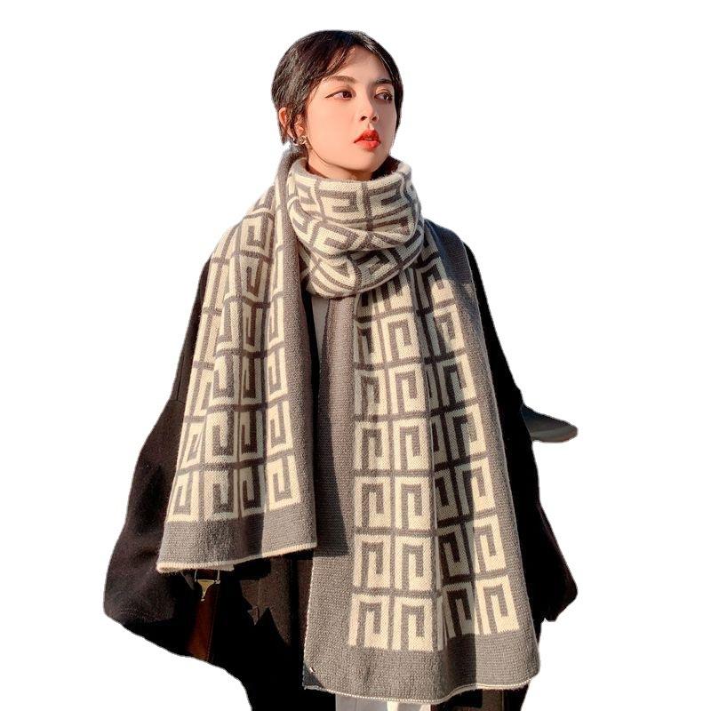 New Scarf Women's Long Winter All Match Scarf Imitation Cashmere Korean Style Warm and Cute Knitted Girl Student Fashion