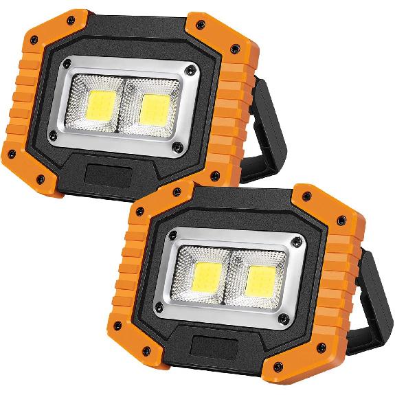 OTYTY LED Work Light 2-Pack, 30W 1500LM Portable Rechargeable Flood Lights with Magnetic Base, 4200mAh Battery for Outdoor, Camping, Hiking,