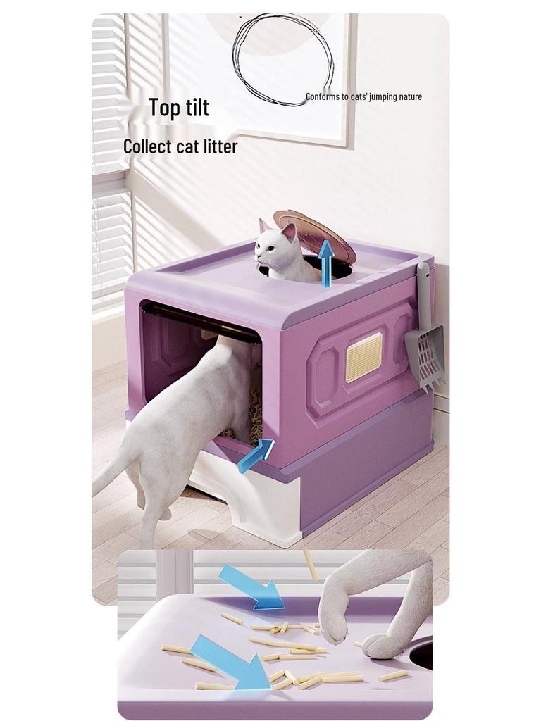 Pull-Out Cat Litter Box with Odor-Blocking Drawer and Full Enclosure