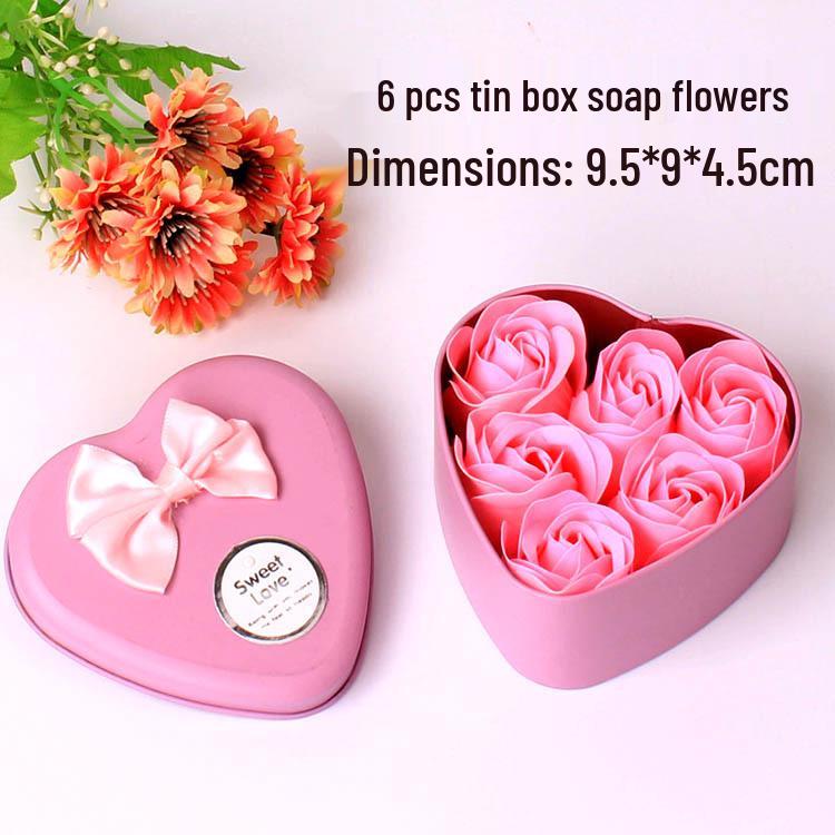 Valentine's Day Heart-Shaped Rose Soap Flower Gift Box for Girlfriend - Creative Souvenir