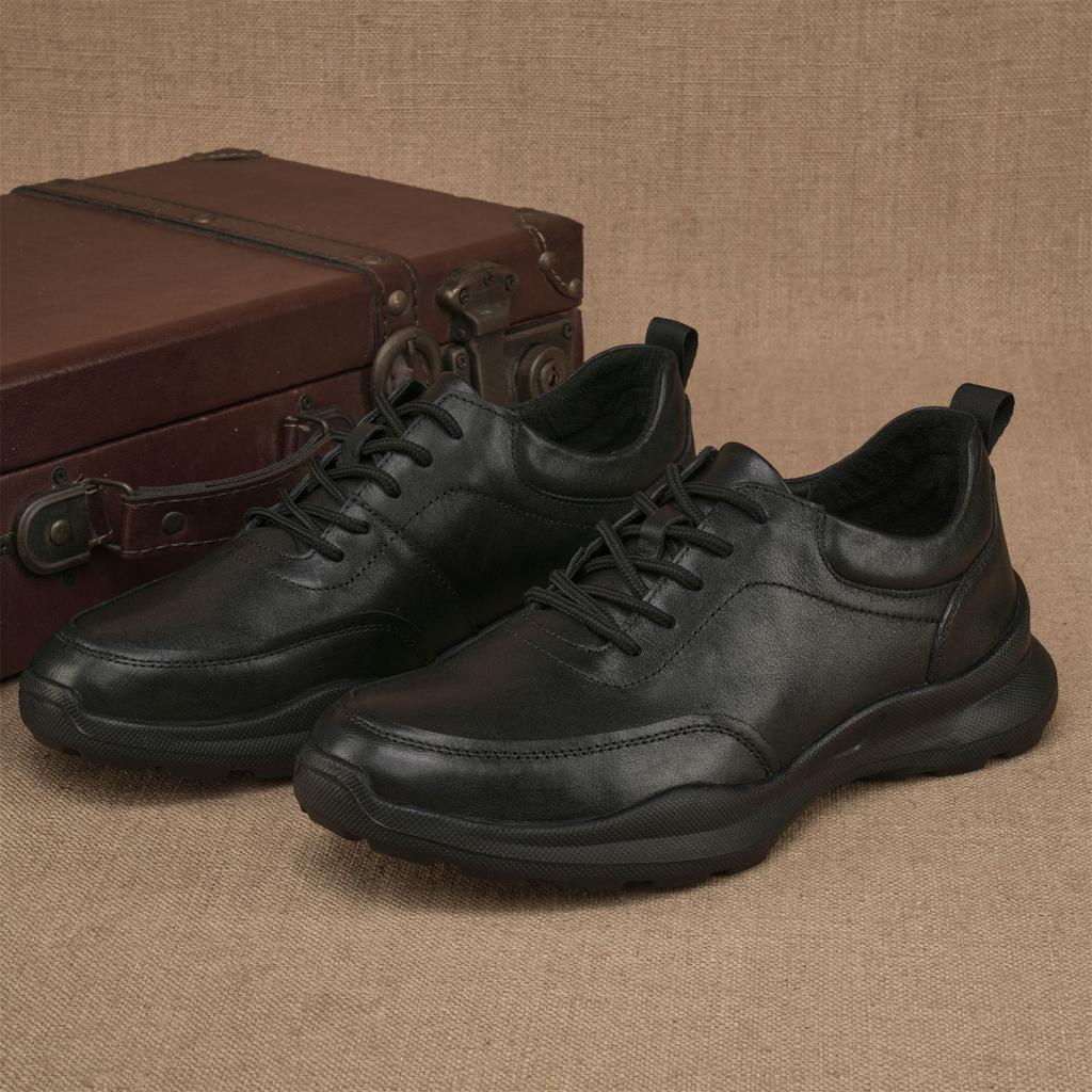 Autumn and Winter Sports Casual Business Leather Shoes New Breathable and Raised Leather Men's Top Layer Cowhide Leather Shoes