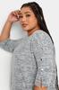 Women's Big Size Blouse Plus Size Crew Neck Half Sleeve Button Detailed Blouse 302874