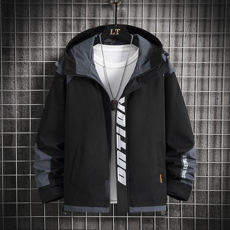 Męska modna casualowa kurtka plus size na wiosnę/jesień, extra duża cienka odzież wierzchnia