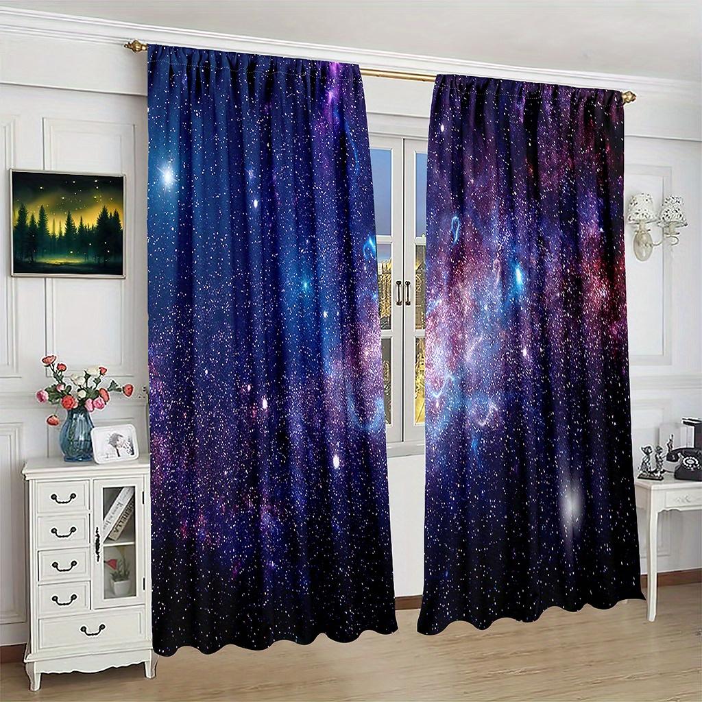 Outer Space Starry Star Stunning Glaxy UniverseWindow Curtains For Living Room Kids Bedroom Bathroom Kicthen Door Home Decor2Pcs