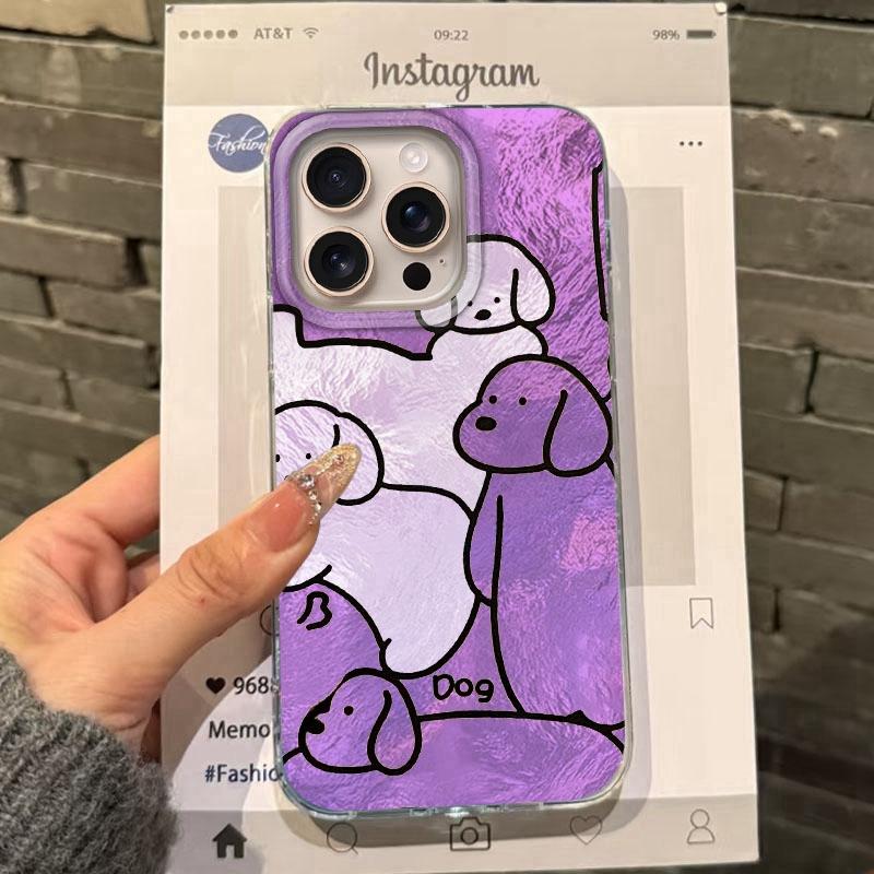 Couple Funny Dog Line Phone Case For Apple iphone 16 15 14 13 Pro Max 16e 16plus 12 7 8 Plus XR Shockproof Silicone Funda Cover