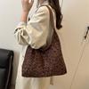 Leopard Print Frosted Handbag - Large Capacity Retro Shoulder Tote for Women, 2025 Autumn Collection