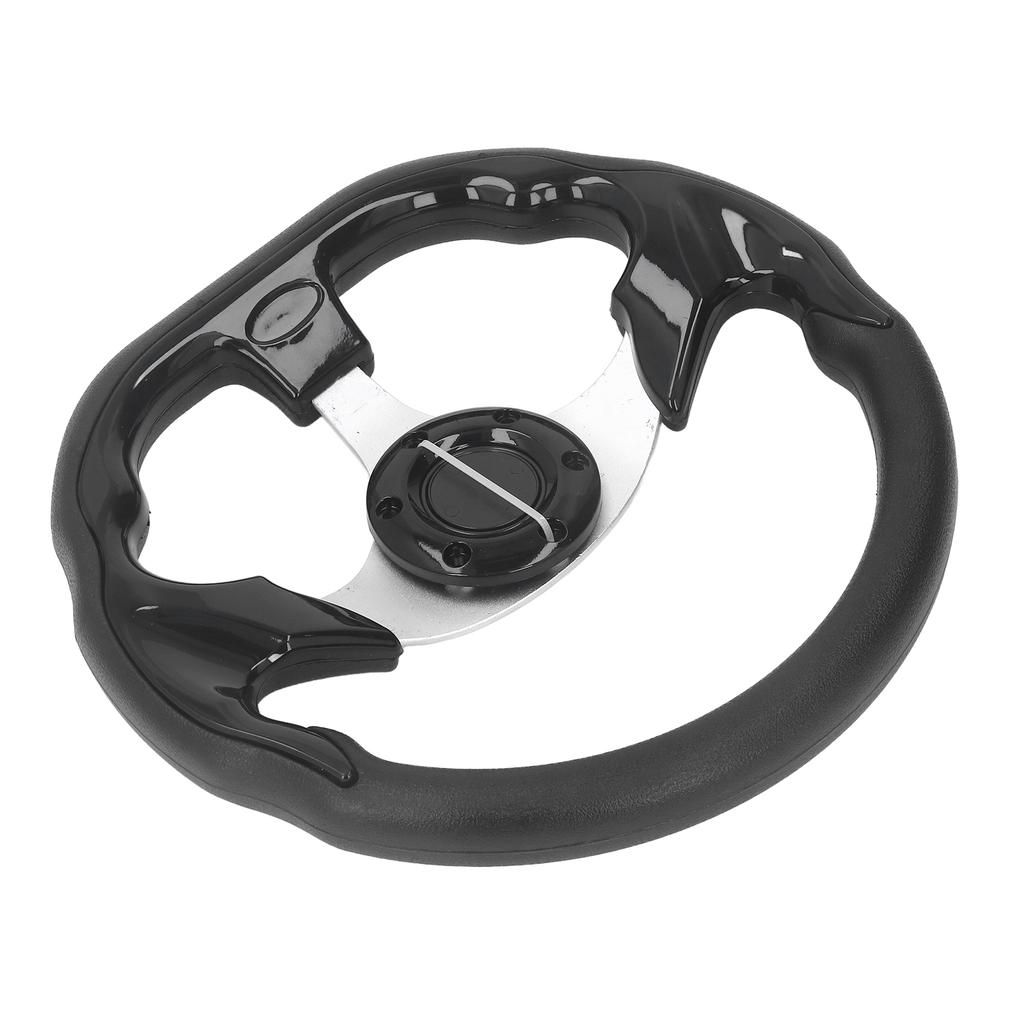 13in Steering Wheel Black PU Leather Racing Style Comfortable Grip Modification Steering Wheel Replacement for Car