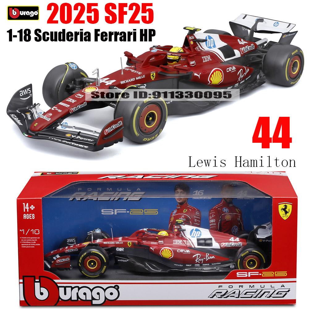 Bburago 1:18 2025 F1 Ferrari SF25 #16 Charles Leclerc #44 Lewis Hamilton Car Model Toy Die Cast Vehicles Collectible Model Car