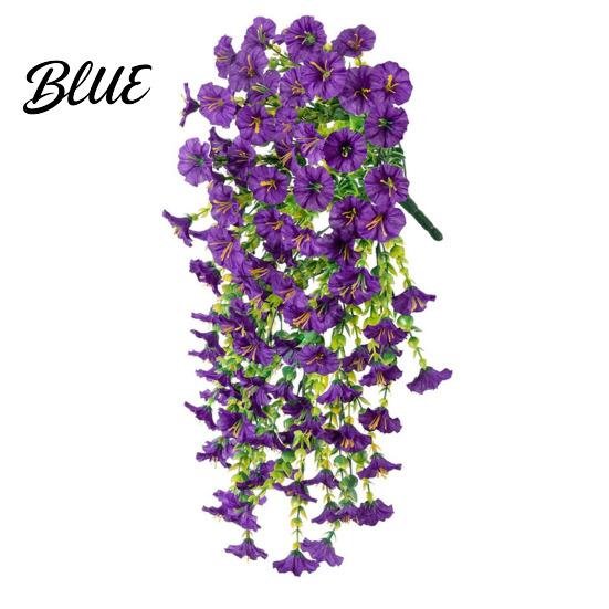 Wedding Artificial Flowers for Outdoor Fake Hanging Morning Glory with Eucalyptus Leaves UV Flower Bouquet Resistant Faux Plants Petunias