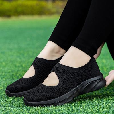 Mom Shallow Mouth Shoes Summer And Autumn Knitted Mesh Soft Sole Mesh Comfortable Women'S Single Shoes Non-Slip Soft Sole Shoes 35-42