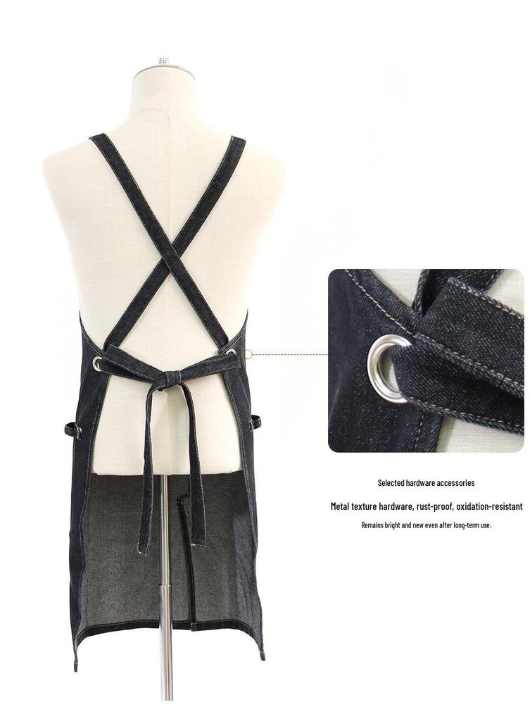 Waterproof Denim Apron: Ideal for Kitchen, Coffee Shop, BBQ, Gardening, and Barber Workwear