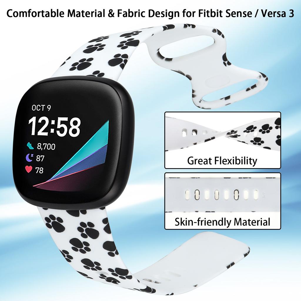 Pattern Printing Design Silicone Watch Band Strap Replacement Size S for Fitbit Versa 3