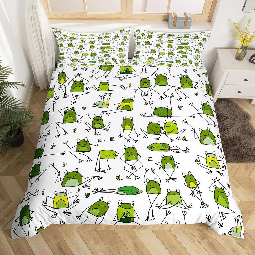 Frog Soft Comfortable Quilt Cute Animal Three-Piece Full Size Children Male Female Adult
