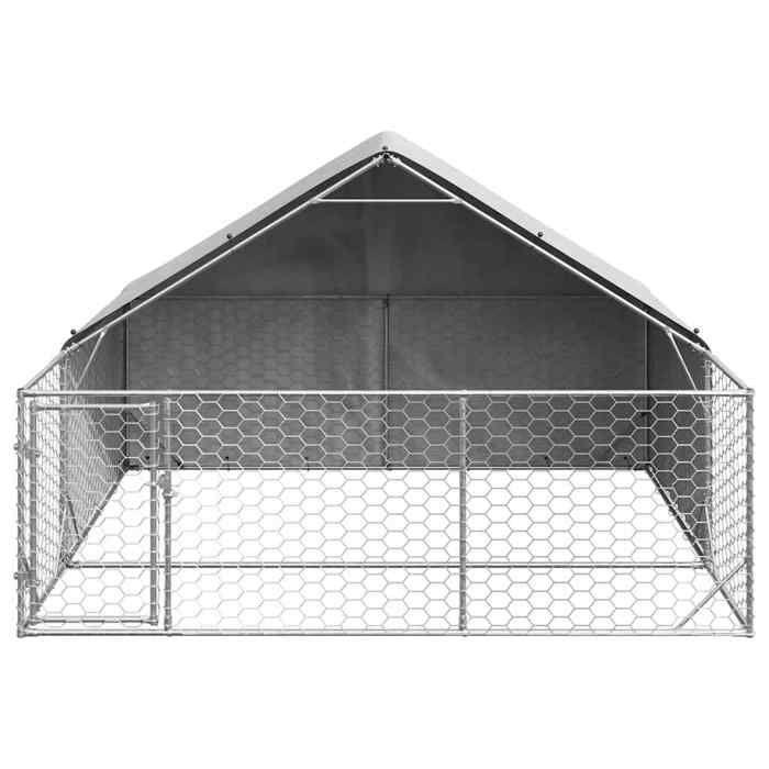 VidaXL Niche d'extérieur pour chien enclos 3x3x1,9 m acier galvanisé, cage de chien d'extérieur, grande cage de chien, niche 3329240
