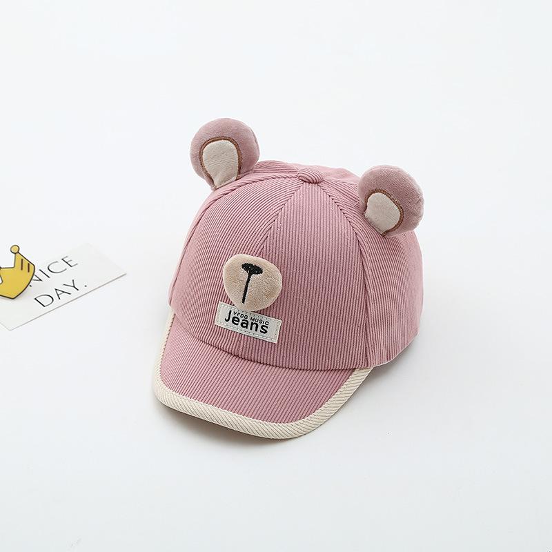 Cartoon Bear Ear Baby Baseball Hat Spring Cotton Toddler Boy Girl Duck Tongue Cap Korean Solid Color Kids Sun Visor Hats