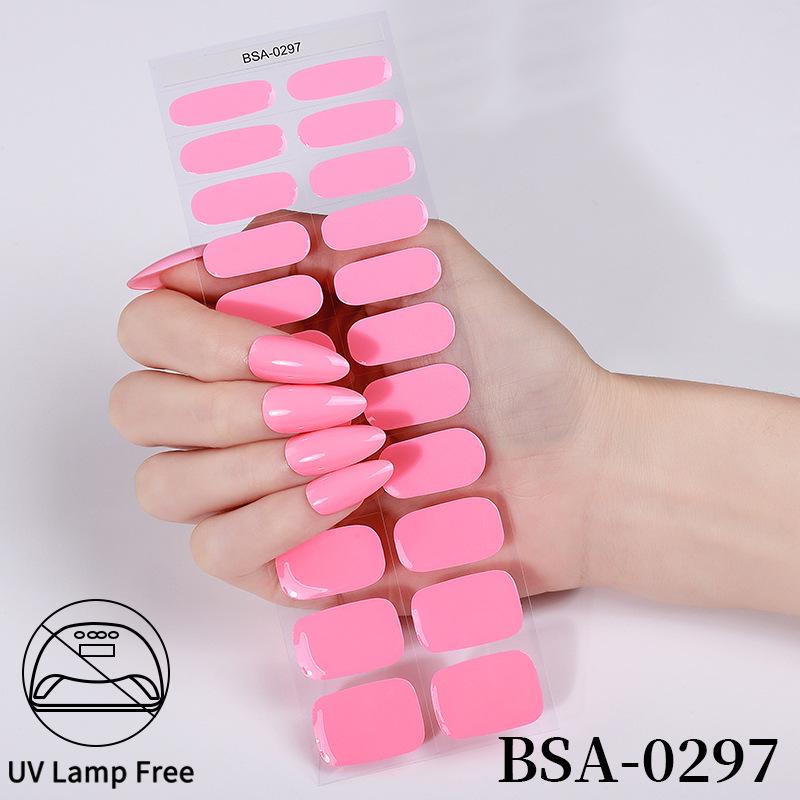 Waterproof Super Sparkle Gel Nail Stickers (Solid Color, UV-Free, No Lamp Required)