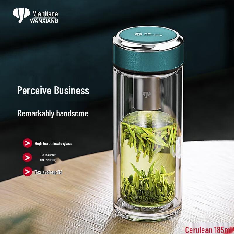 Portable Double-Layer Borosilicate Glass Tea Infuser Cup