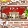 Berlin Germany Brandenburg Gate Historic Landmark Red Background Rustic Vintage D Flat Printed License Plate Aluminum Metal Pai