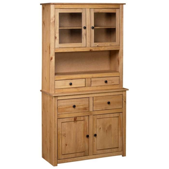 High Sideboard In Solid Pine Wood - vidaXL - Panama Range - Door(s) and Drawer(s) - Lacquered - Country Style