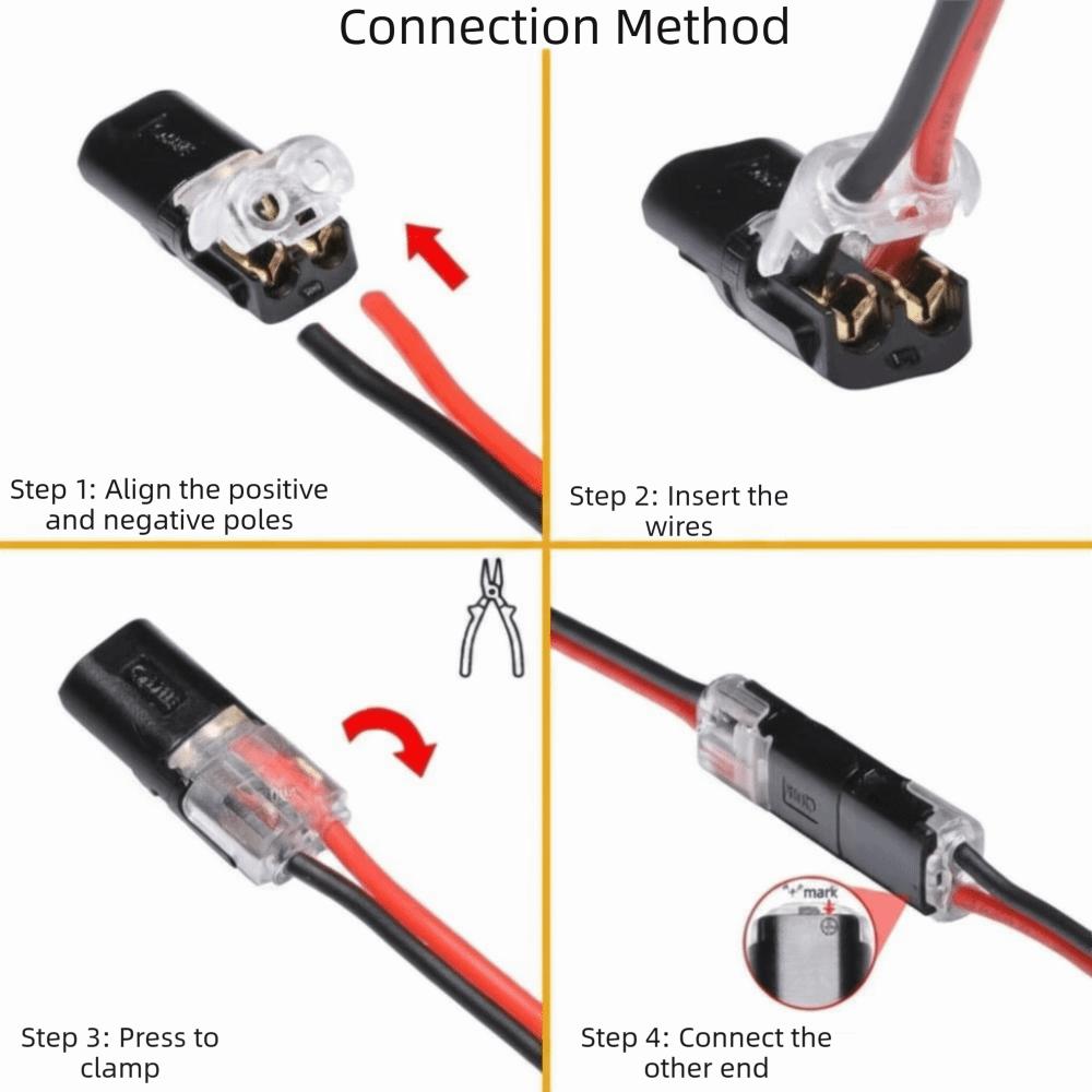 2pin Spring Scotch Lock 18-24AWG Crimp Terminal Block Pluggable Wire Connector Electrical Projects