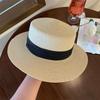 The Four SeasonsRetro HatPanamaFlatBrimmed Sun Hatbucket Hat UV Protection Sun Hat for Beach MiniBow Vacation Handmade Straw Hat