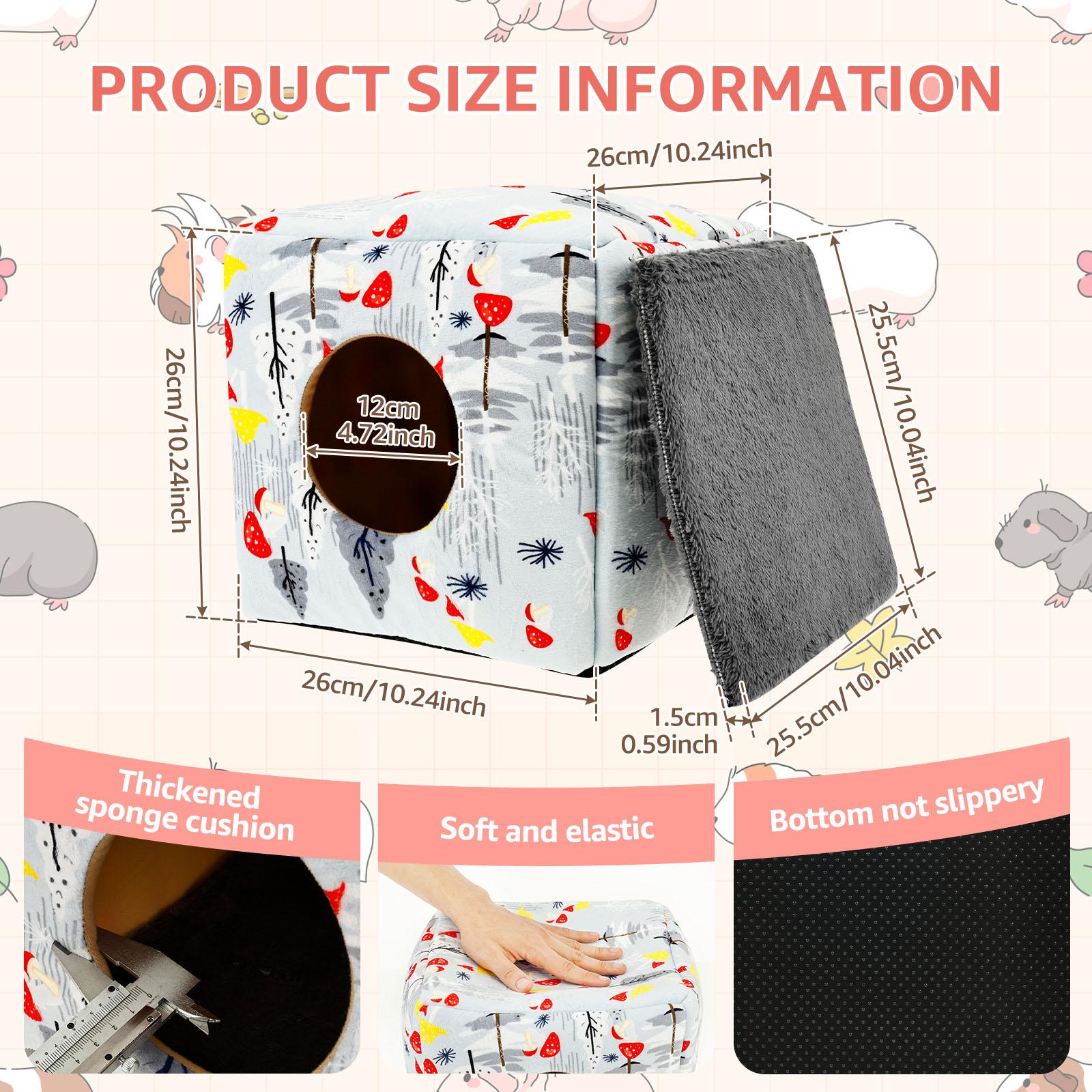 

Hamster House Cube Guinea Pig House with Detachable Pad Soft Comfortable Short Plush Hamster Hideout Pet Supplies Accessories