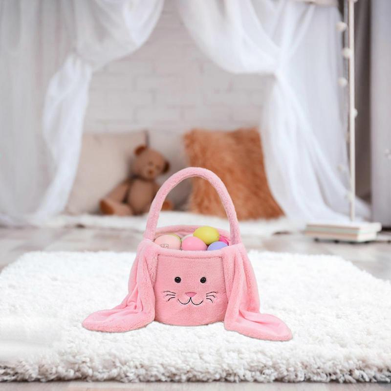 Happy Easter Bunny Long Ears Bags Easter Basket Buckets Easter Tote Bags Children Gift Storage Handbag