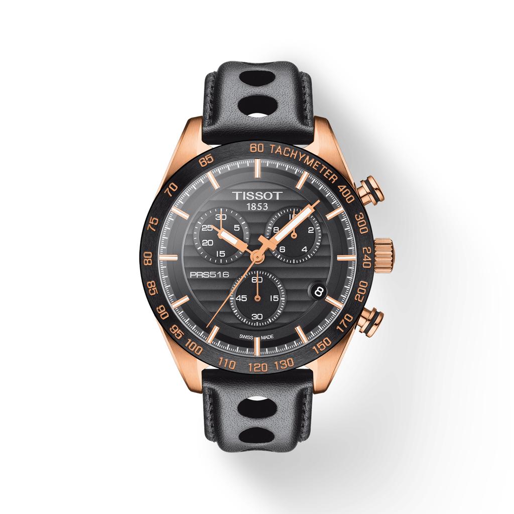 Tissot Orologio da uomo alla moda con cinturino in pelle e quadrante nera T100.417.36.051.00