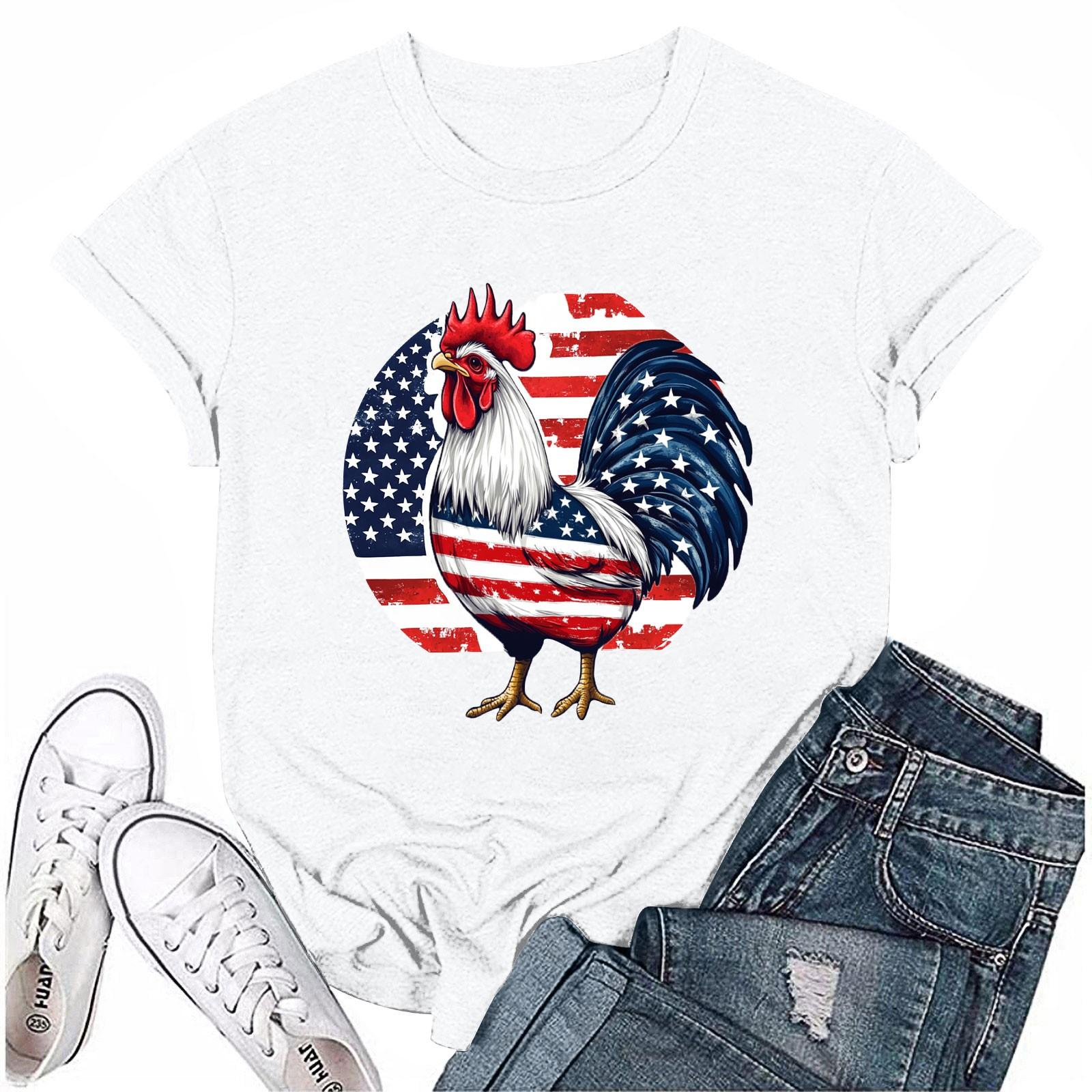 

Женская повседневная футболка с круглым вырезом и коротким рукавом с принтом «День независимости» XL белый