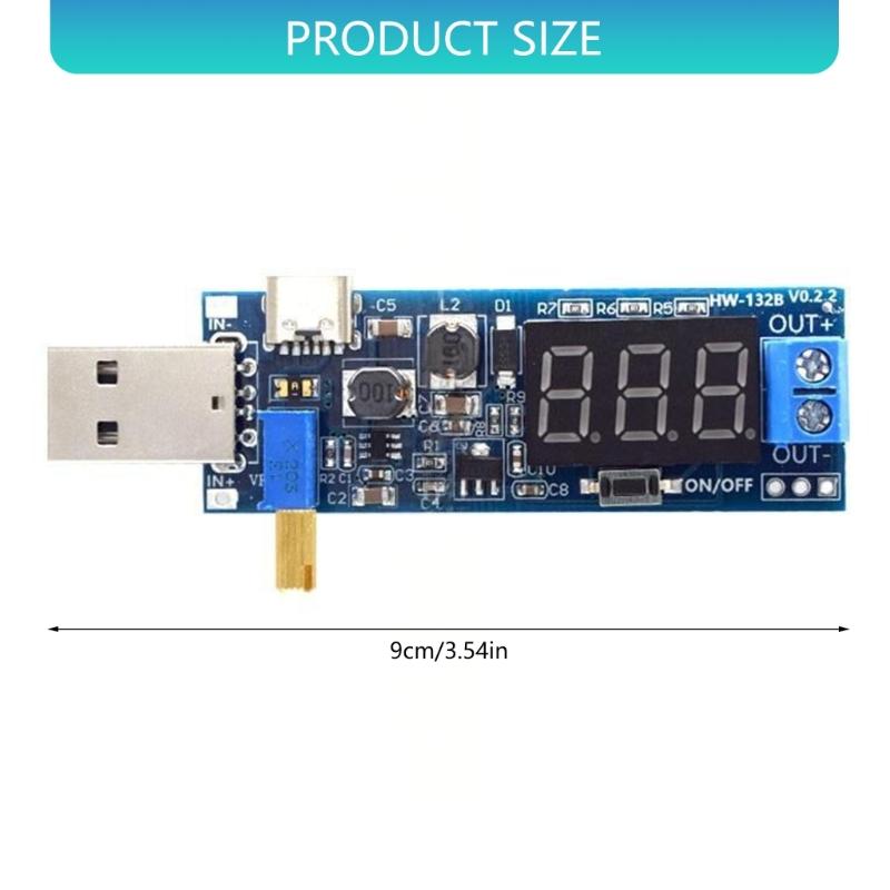 USB Boost Power Supply Module with Adjustable Output DC1.2V to 24V Overcurrent Protections for DIY Applications