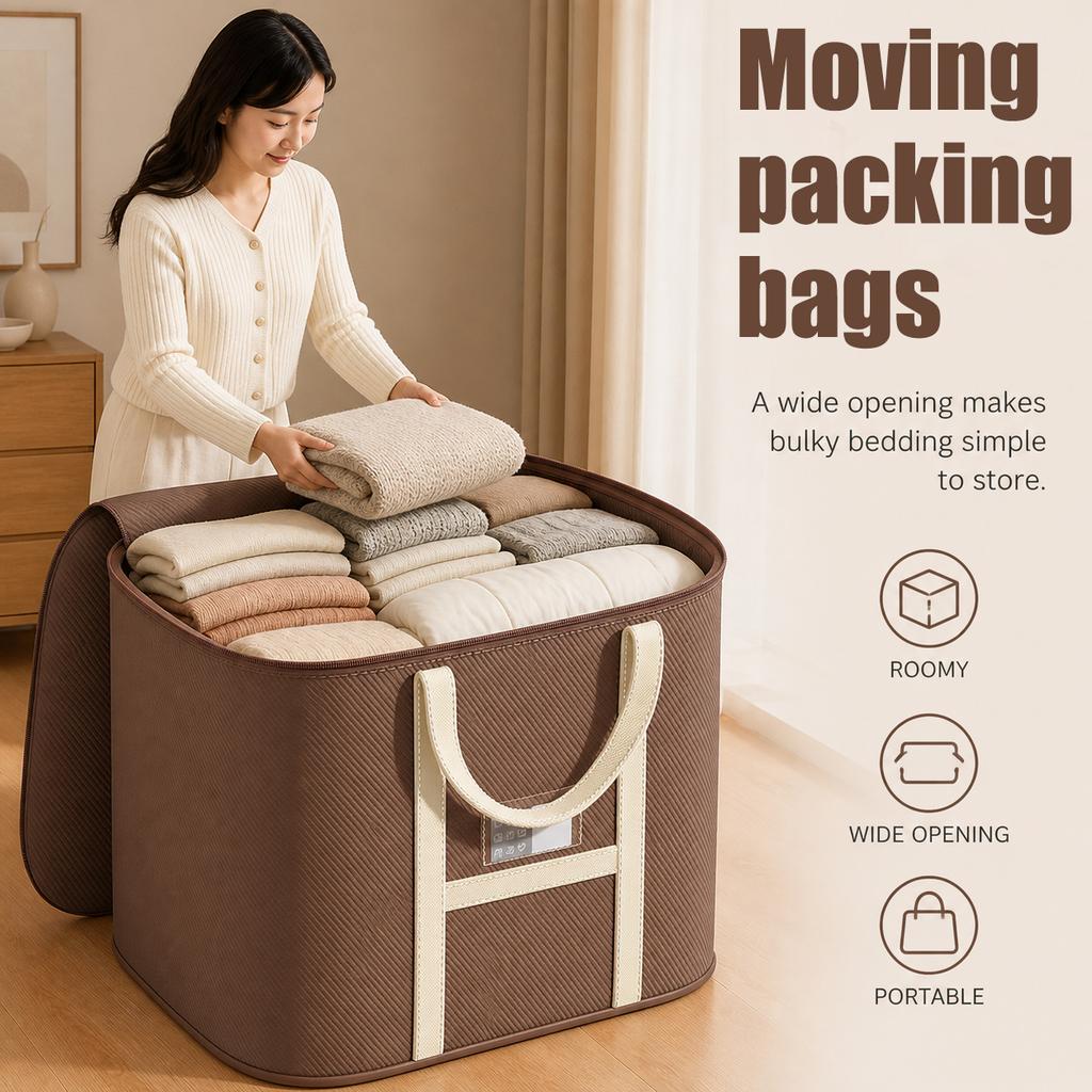 Household Clothes Move Place Storage Bag for Clothes Dustproof Collapsible Organizers for Blankets Bedding Zip Bag with Handles