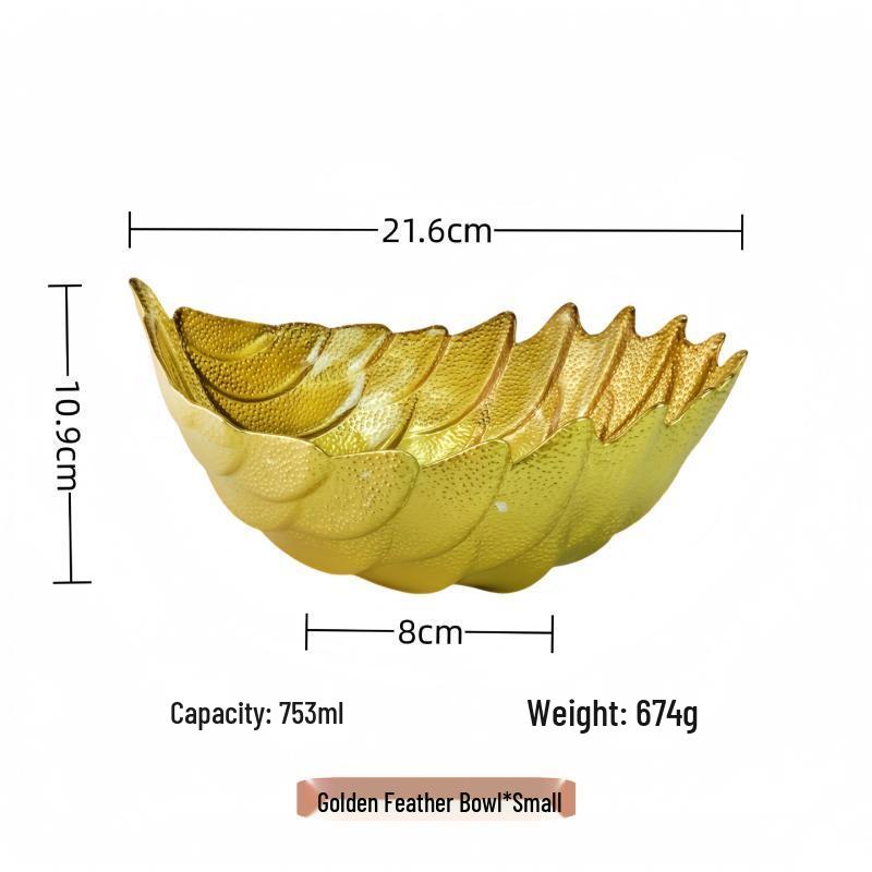 Elegant Crystal Glass Feather Fruit Plate