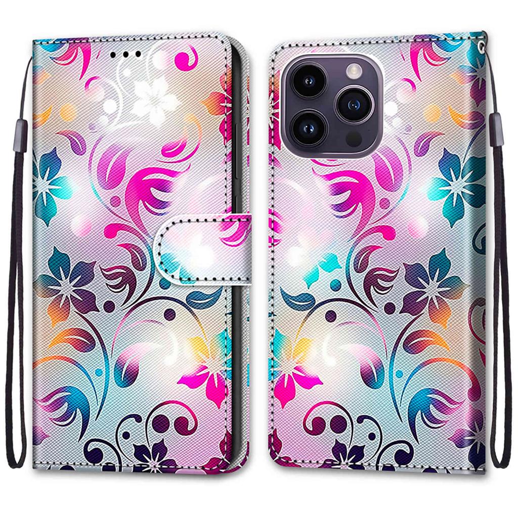 Husă de piele pictată de lux, tip portofel, tip carte, pentru iPhone 16, 15, 14, 13, 12 Pro Max, 15Pro, 16Pro, iPhone 11