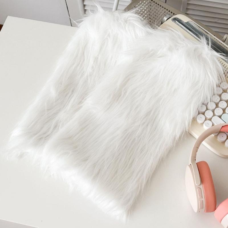 Women Cozy Winter Leg Warmers with Soft Furry Harajuku Fuzzy Plush Boot Cuffs Leg Covers for Indoor and Outdoor Use