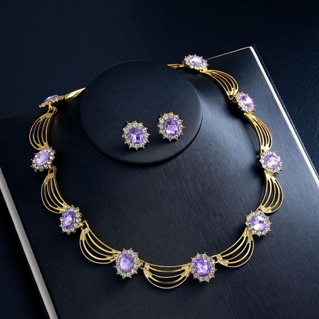 European and American Fashion Light Luxury Necklace Earrings Two-piece Set Bridal Wedding Accessories Dress Set Female 2026