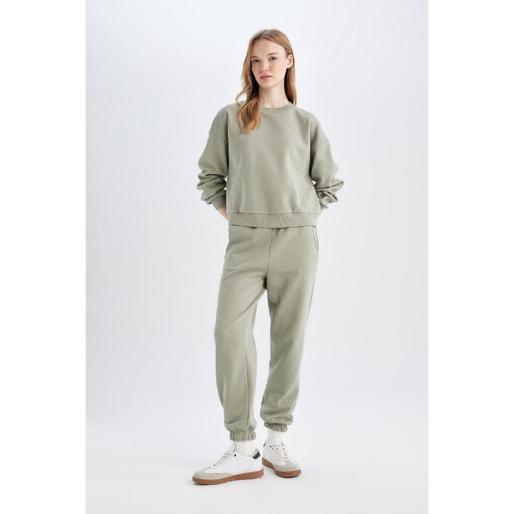 Normální střih Basic Silný fleece Uvnitř Crew Výstřih Pružný pas Bavlna Tepláková souprava D8022axns