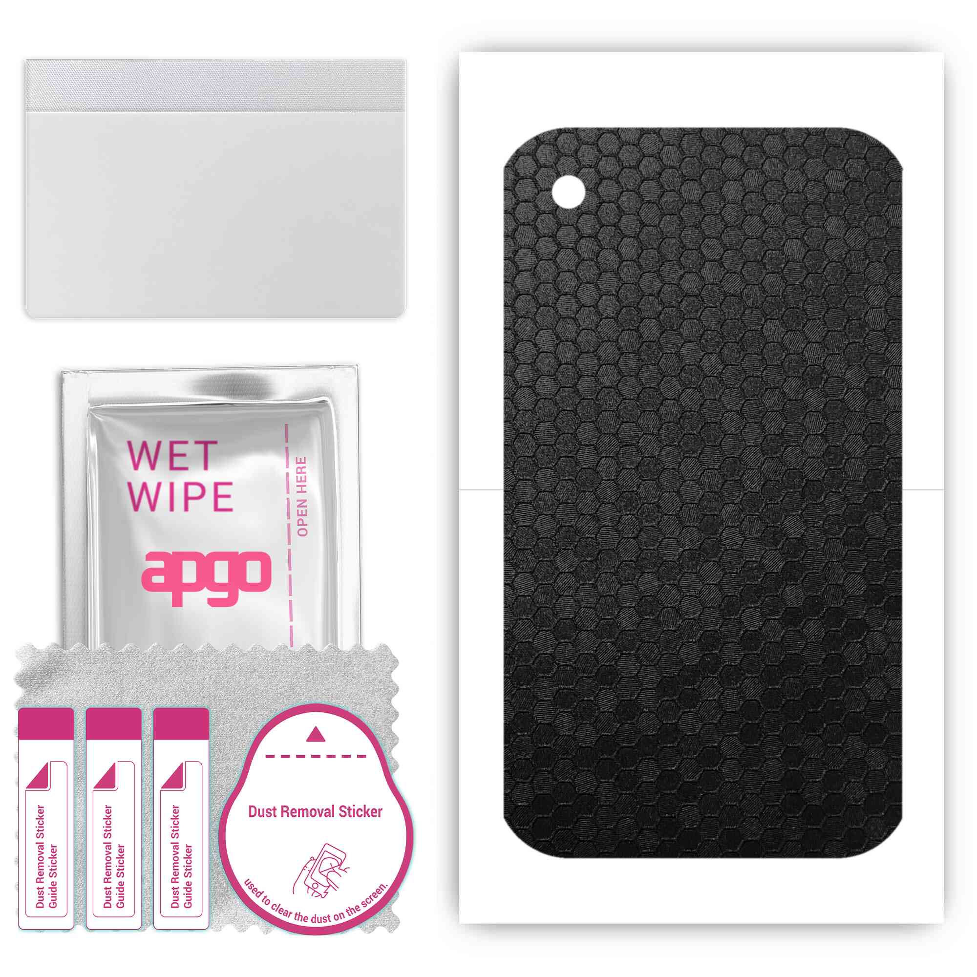 

apgo Protective Skin Sticker for the back compatible with Apple iPhone 3GS, Wrap Film, Foil, Vinyl - Pattern Black Honeycomb