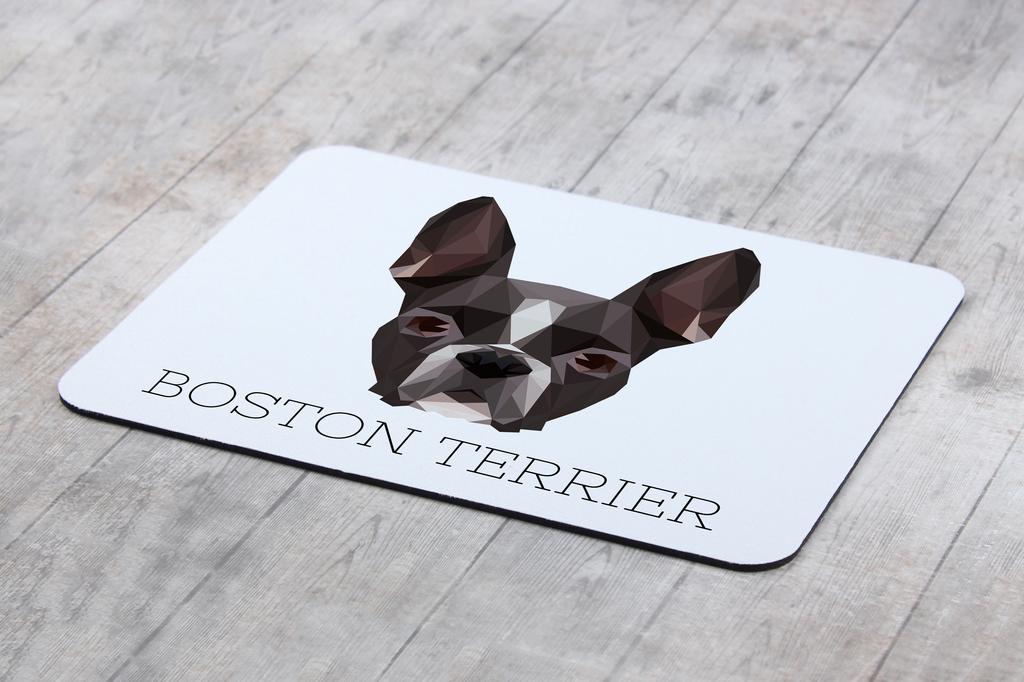 Boston Terrier, American Gentleman – Geometric mouse pad with a picture and text | Art-Dog