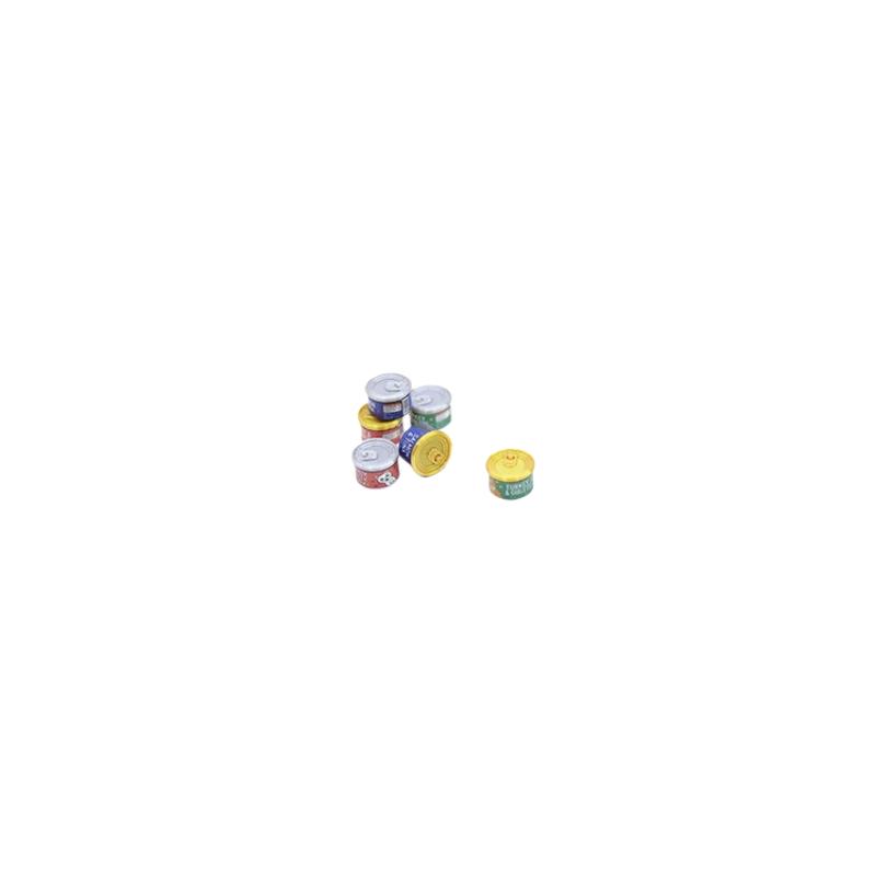 2Pcs Miniature Cat Food Toy 1/12 Dollhouse Simulation Cat Can Dolls House Accessories Home Decorations Pretend Play Toys