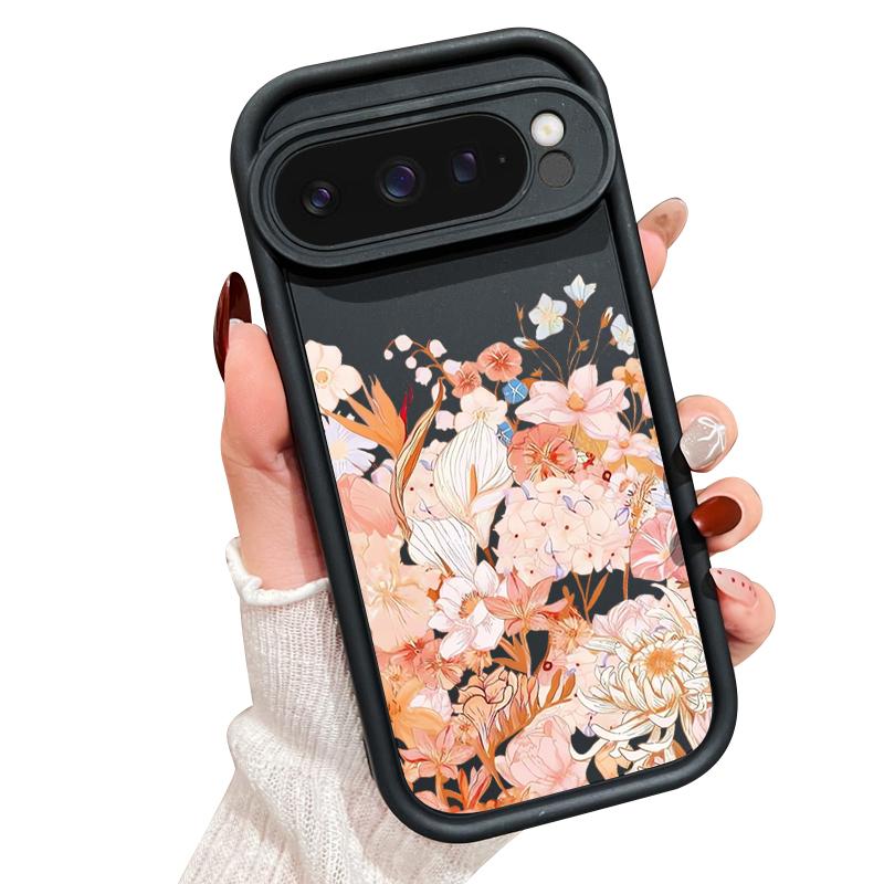 Hydrangea Peony Flower Pattern Case For Google Pixel 10 Pro XL Shockproof Bumper Silicone Cover For Pixel 9A 9 8 7 Pro 8A 7A