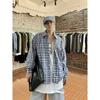 2024 Plaid Long Sleeve Shirt Japanese Hong Kong Style Ins Loose Shirt Boys Summer Trendy Versatile Casual Coat