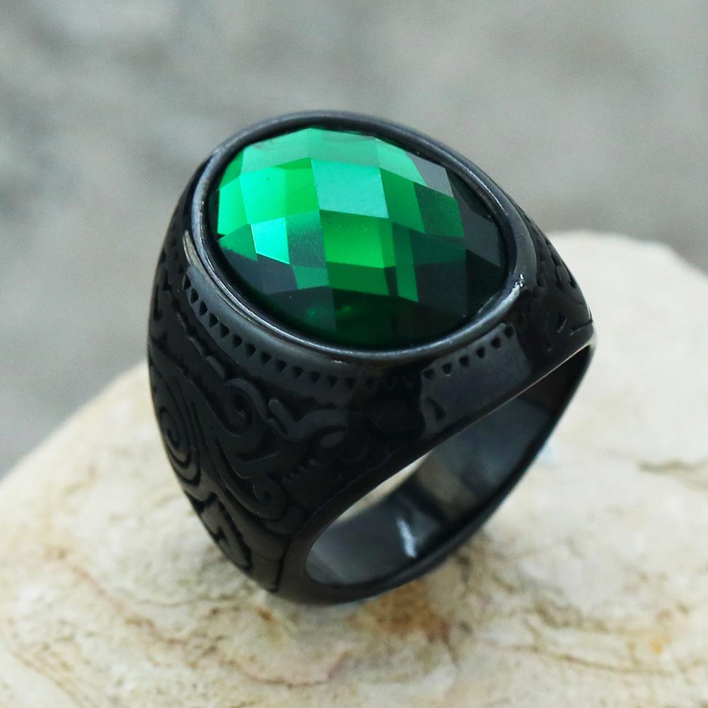 316L Stainless Steel Ring With Black Onyx & Turquoise High Quality Jewelry Factory Direct Sale