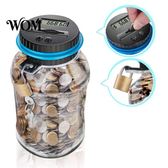 Visible Coin Bank for Teens Digital with Intelligent Counting, Safety Padlock ABS Transparent Durable Container Savings Jar, Money Management Box Kids