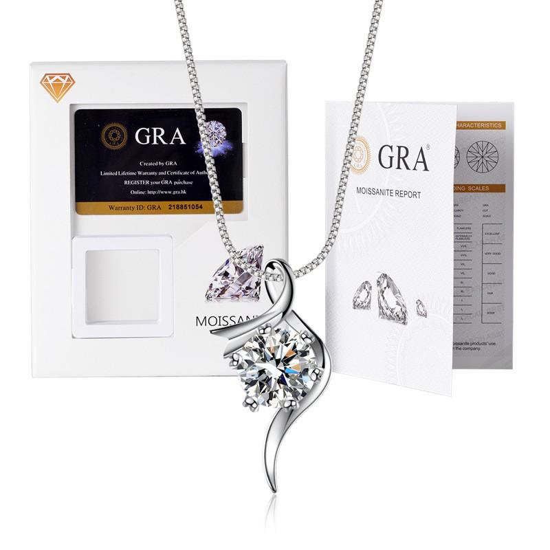 Elegant Moissanite Pendant Necklace With Thick White Gold Plating Hexagonal Crown Design Box Chain 21-50cm Adjustable Length