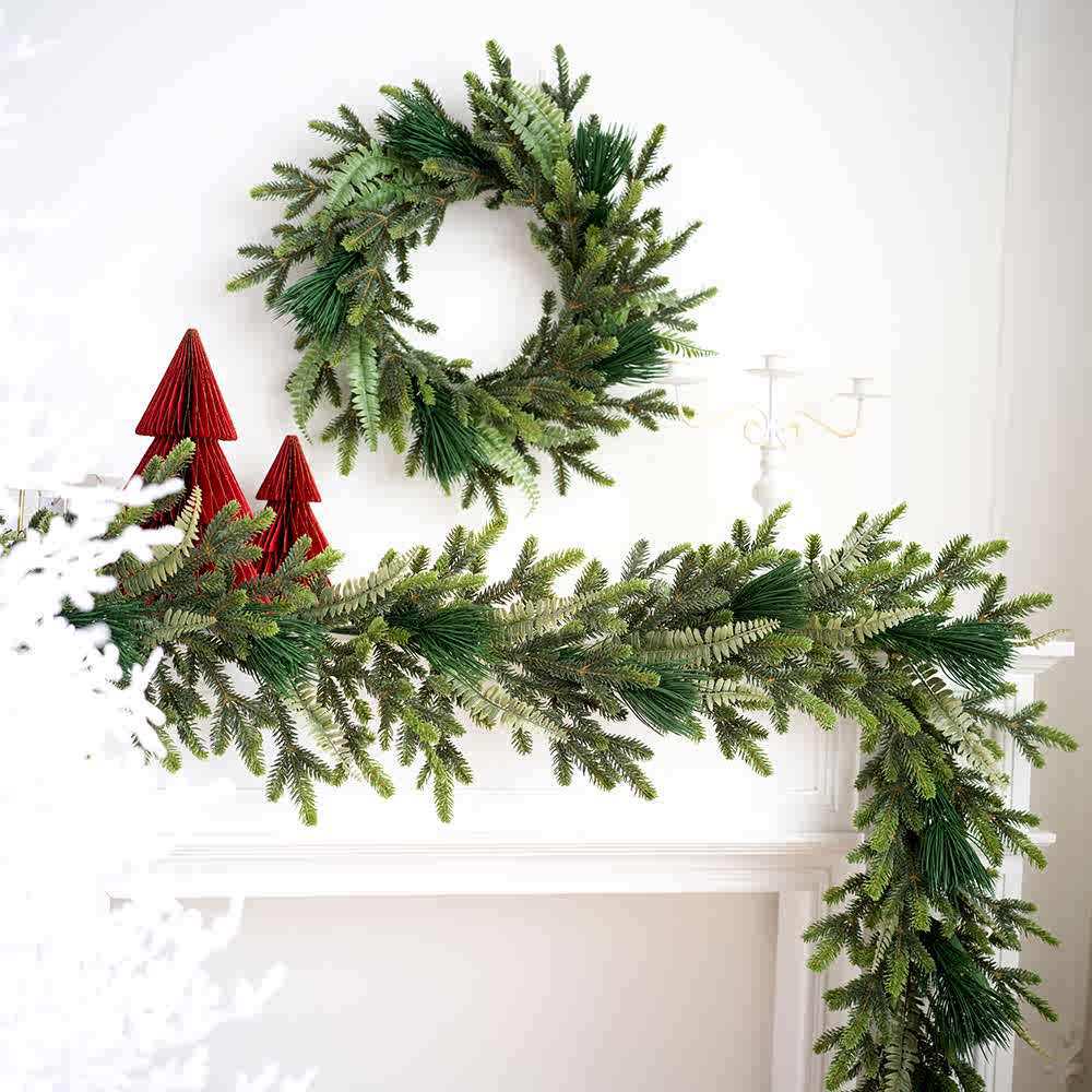Forest Style PE Christmas Wreath for Door Hanging Decor