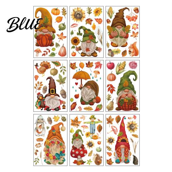 Autumn Window Clings 9 Sheets Fall Woodland Animals Clings Maple Leaf Pumpkin Reusable Autumnal Glass Squirrel Fox Rabbit Sticker Anti Collision