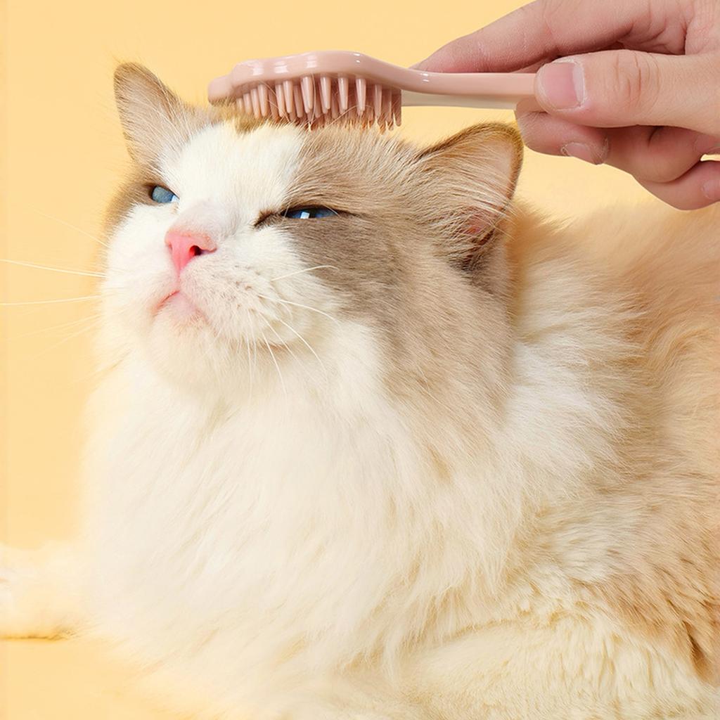 Silicone Pet Bath Brush Gentle Massage Tool for Dogs and Cats with Non Slip Handle Suitable for Wet and Dry Use